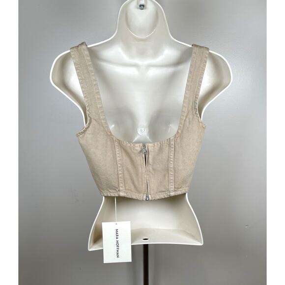 Mara Hoffman Amal Cropped Denim Brown Bustier Top Size 0 - Picture 5 of 7